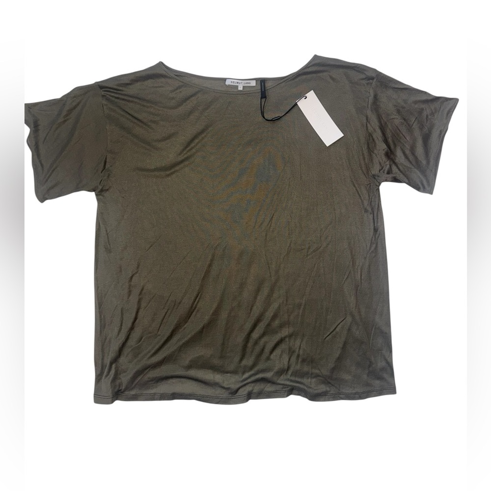 Helmut Lang Silk Boxy Tee Thyme Green NWT Size L